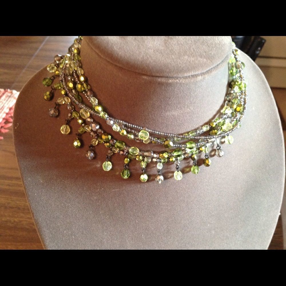 QVC NWOT Green glass beaded Necklace